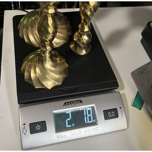 Vtg Solid Brass Spiral Swirl Twist Candlestick Holders Set of 3 Made In India - Picture 16 of 16